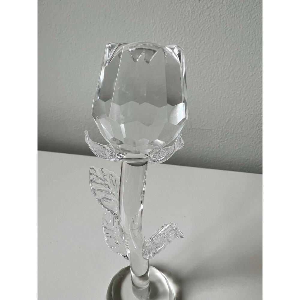 Vintage Glass Rose Tulip Flower Long Stem *Read One Broken Petal - Picture 6 of 7